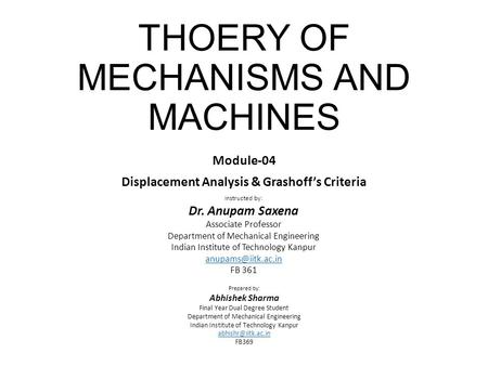 THOERY OF MECHANISMS AND MACHINES