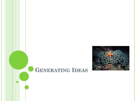 G ENERATING I DEAS. S TRATEGY : F AST AND F URIOUS Write as many things that you can think of about teaching Pick one thing from this list to write about.