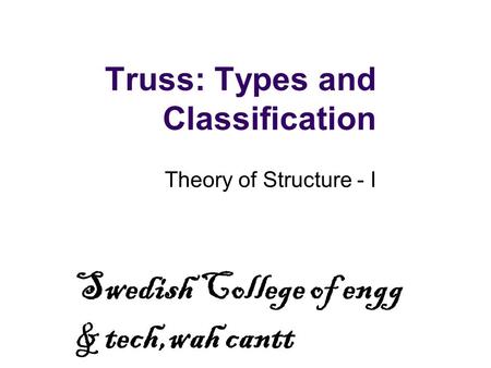 Truss: Types and Classification