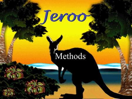 17-Feb-16 Methods. Overview In this presentation we will discuss these 4 topics: Main method vs. Jeroo methods Choosing behaviors to turn into methods.