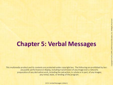 Chapter 5: Verbal Messages