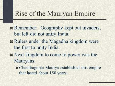 Rise of the Mauryan Empire