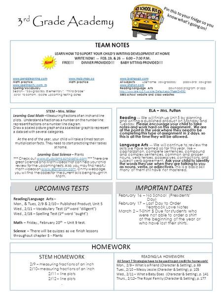 TEAM NOTES LEARN HOW TO SUPORT YOUR CHILD’S WRITING DEVELOPMENT AT HOME WRITE NOW! -- FEB. 19, & 26 -- 6:00 – 7:30 P.M. FREE!!! DINNER PROVIDED!!! BABY.