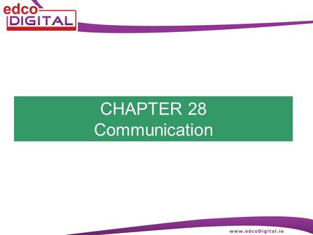 CHAPTER 28 Communication. 2 R. Delaney Oral Communications Communication is the transfer of ideas, messages or facts between people. Oral Communications.