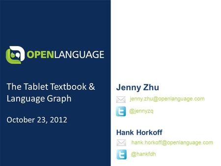 Jenny Zhu Hank Horkoff The Tablet Textbook & Language Graph October