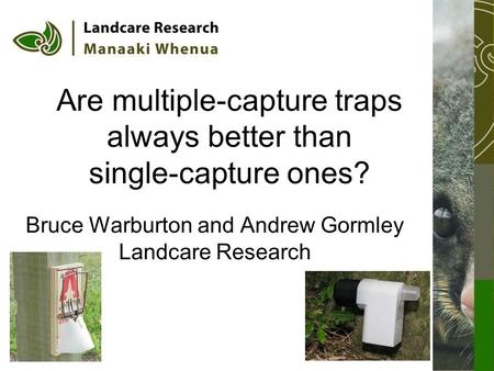 Are multiple-capture traps always better than single-capture ones? Bruce Warburton and Andrew Gormley Landcare Research.