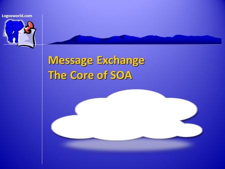 Logosworld.com Message Exchange The Core of SOA. Logosworld.com Services are the Commodities of the SOA market Place.