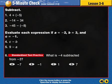 Transparency 6 Click the mouse button or press the Space Bar to display the answers.