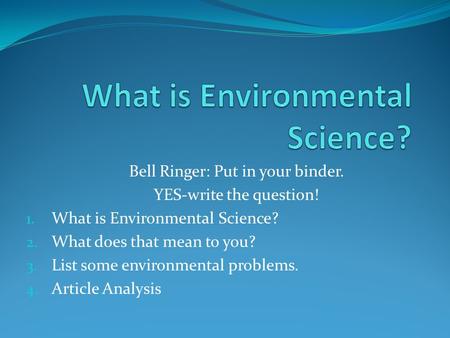 What is Environmental Science?