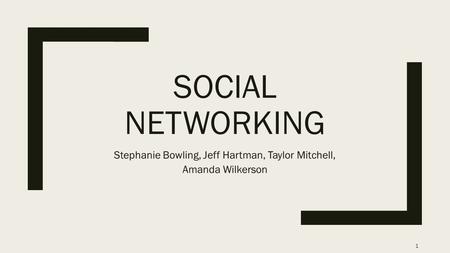 SOCIAL NETWORKING Stephanie Bowling, Jeff Hartman, Taylor Mitchell, Amanda Wilkerson 1.