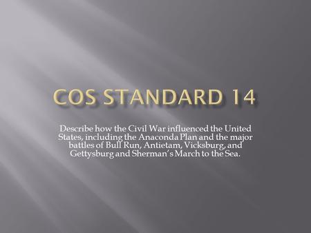 Describe how the Civil War influenced the United States, including the Anaconda Plan and the major battles of Bull Run, Antietam, Vicksburg, and Gettysburg.