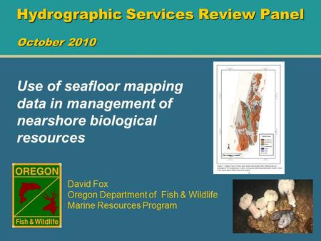 Hydrographic Services Review Panel October 2010 David Fox Oregon Department of Fish & Wildlife Marine Resources Program Use of seafloor mapping data in.