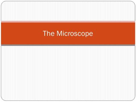 The Microscope. The Basics An object is placed under the lower of two lenses, called the objective lens, it is viewed through the eyepiece lens.