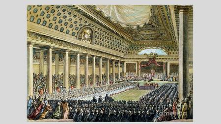 The meeting of the Estates General May 5, 1789 Each estate solemnly marched into the hall at Versailles. The third estate, dressed all in black, the nobility.