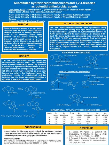 PURPOSE Bacterial infection remains a serious threat to human lives because of their capacity to develop resistance to existing antibiotics, which is an.