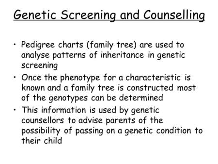 Genetic Screening and Counselling