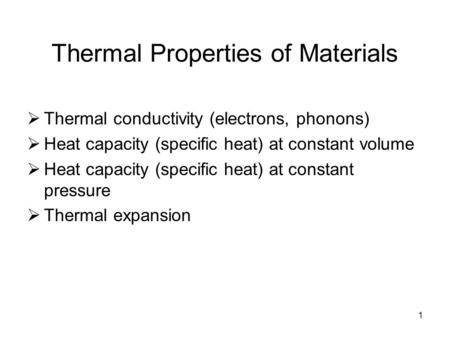 Thermal Properties of Materials