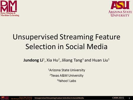 Unsupervised Streaming Feature Selection in Social Media