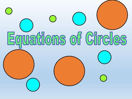 Equations of Circles.