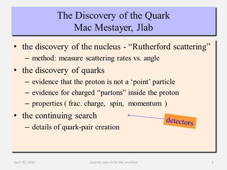 The Discovery of the Quark Mac Mestayer, Jlab