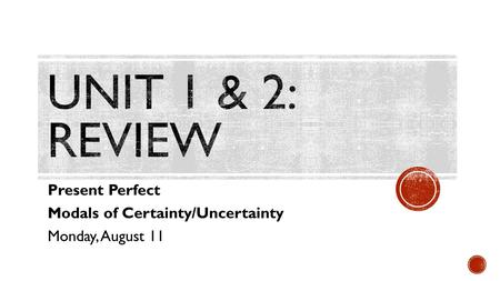 Present Perfect Modals of Certainty/Uncertainty Monday, August 11.