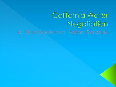 The main problems of the water negotiation are:  Farmers aren’t able to use their land to the fullest extent.  The environmentalists jobs are affected.