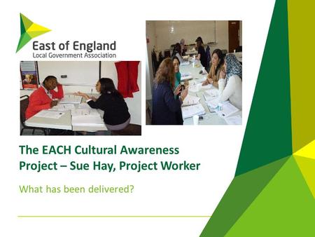 What has been delivered? The EACH Cultural Awareness Project – Sue Hay, Project Worker.