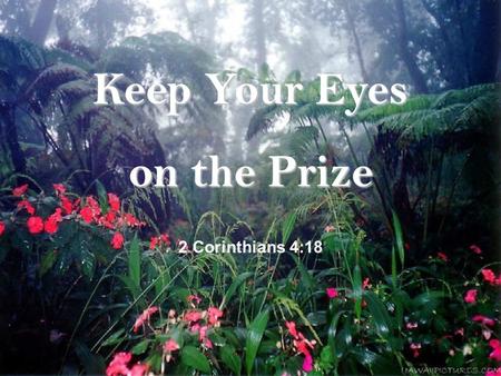 Keep Your Eyes on the Prize 2 Corinthians 4:18 When eyes of blind ones………