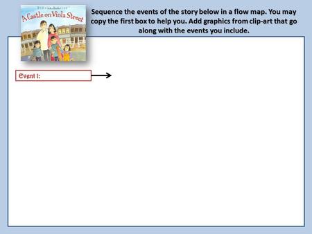 Sequence the events of the story below in a flow map. You may copy the first box to help you. Add graphics from clip-art that go along with the events.