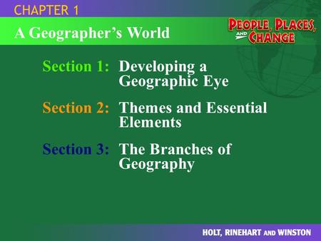 Section 1: Developing a Geographic Eye