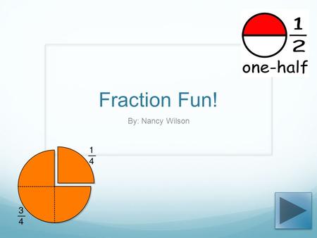 Fraction Fun! By: Nancy Wilson. GLCEs N.ME.02.18 Recognize, name, and represent commonly used unit fractions with denominators 12 or less; model 1/2,