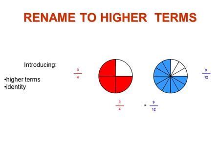 Introducing: higher terms identity RENAME TO HIGHER TERMS.