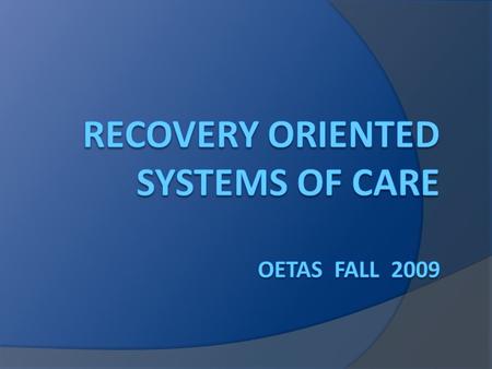 What is Recovery? Recovery from alcohol and drug addiction is a process of change through which an individual achieves abstinence and improved health,