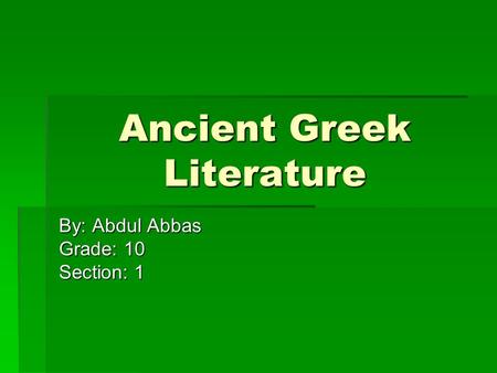 Ancient Greek Literature