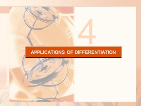 APPLICATIONS OF DIFFERENTIATION 4. EXTREME VALUE THEOREM If f is continuous on a closed interval [a, b], then f attains an absolute maximum value f(c)