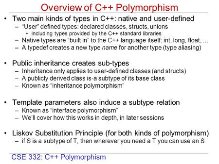 Overview of C++ Polymorphism