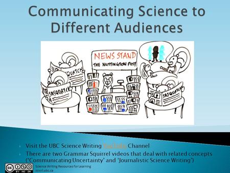  Visit the UBC Science Writing YouTube ChannelYouTube  There are two Grammar Squirrel videos that deal with related concepts (‘Communicating Uncertainty’