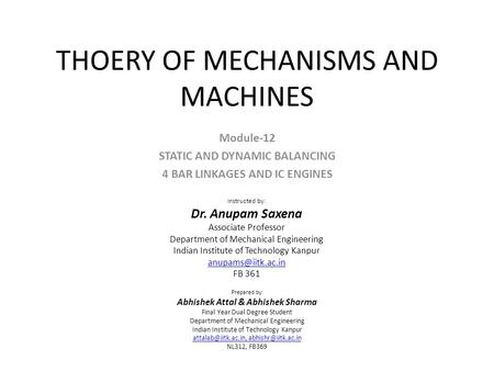 THOERY OF MECHANISMS AND MACHINES