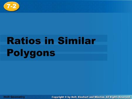 Ratios in Similar Polygons