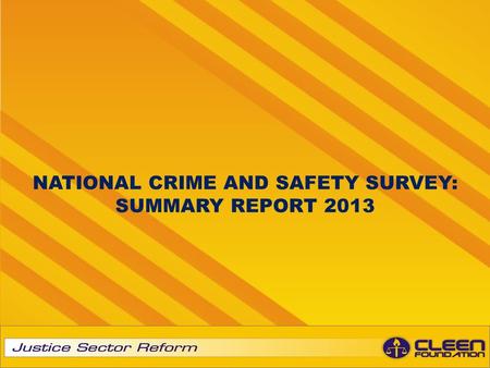 NATIONAL CRIME AND SAFETY SURVEY: SUMMARY REPORT 2013.