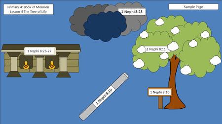 1 Nephi 8:11 1 Nephi 8:10 1 Nephi 8:19 1 Nephi 8:23 1 Nephi 8:26-27 Primary 4: Book of Mormon Lesson 4 The Tree of Life Sample Page.