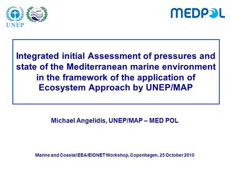 Integrated initial Assessment of pressures and state of the Mediterranean marine environment in the framework of the application of Ecosystem Approach.