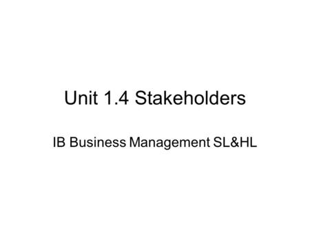 IB Business Management SL&HL