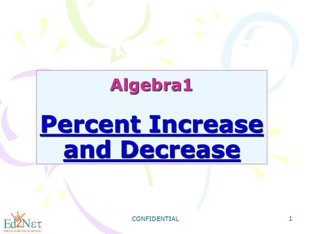 Algebra1 Percent Increase and Decrease