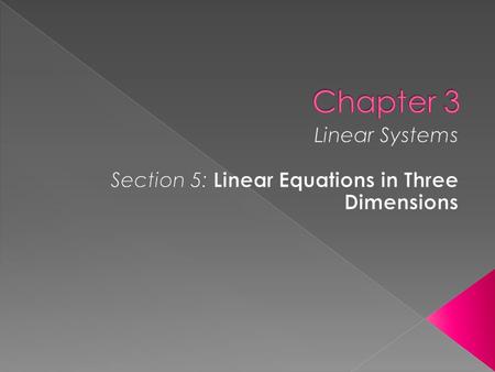 GGraph points and linear equations in three dimensions.