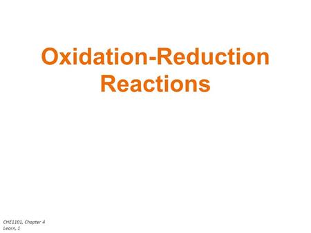 Oxidation-Reduction Reactions