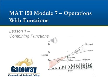 MAT 150 Module 7 – Operations With Functions Lesson 1 – Combining Functions.