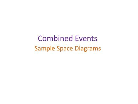 Combined Events Sample Space Diagrams. 96 5 4 83 2 31 654321+ Second die First die Sample space diagrams This table is another way of displaying all the.