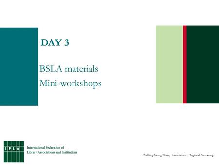 Building Strong Library Associations | Regional Convenings DAY 3 BSLA materials Mini-workshops.