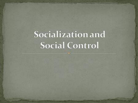 Process by which people learn… basic skills values beliefs behavior patterns of a society Stages of Socialization Childhood Birth to age 12 Adolescence.